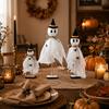 Halloween Wooden Decor Set - 3 Piece with Wooden Base for Holiday Home Decoration