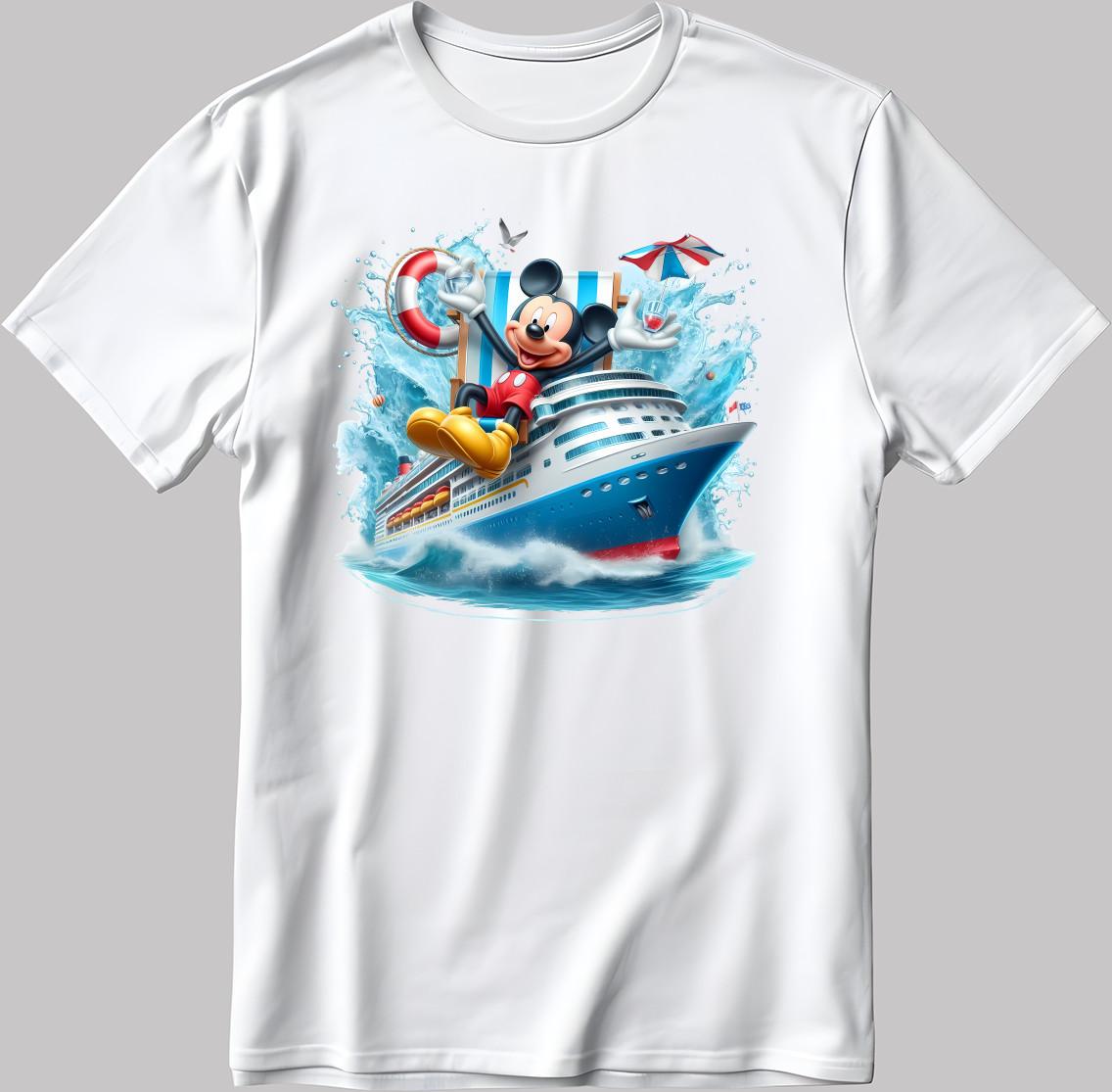 Disney Микки Маус Белая/Черная Футболка с Коротким Рукавом Мужская/Женская F557 L