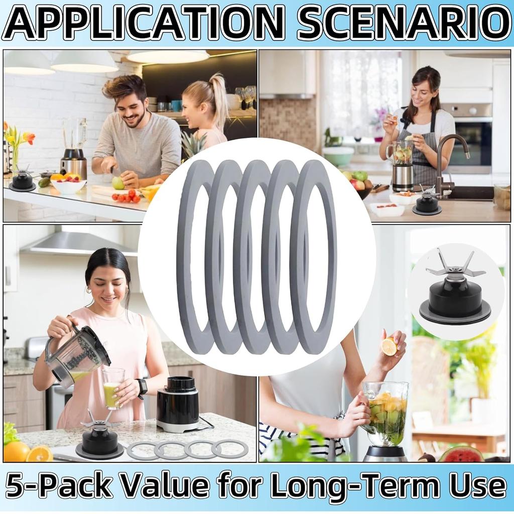 5-Pack Blender O-Ring Gasket Seal - Fits Hamilton Beach Blender/Food Processor Replacement Parts