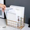 Nordic Metal Storage Basket Rose Gold Minimalist Book Organizer Basket Office Desktop Sundries Holder Newspaper Magazine Rack