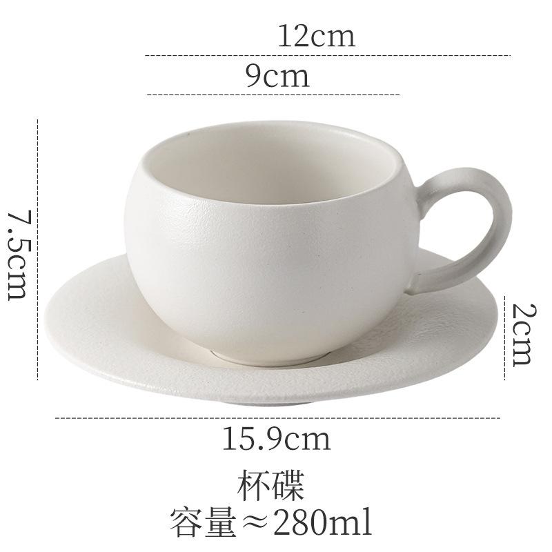 Ceramic Coffee Cup Saucer Egg-Shaped Cup Small Capacity Household Frosted Stone Latte Latte Flower Hand Cup Afternoon Tea