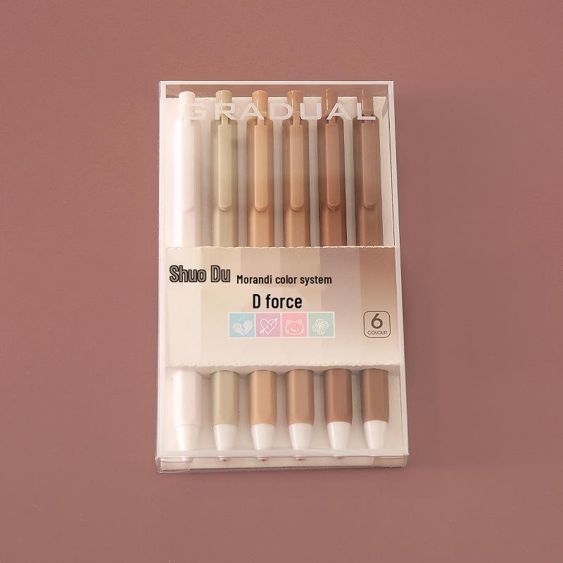 Morandi Color Quick-Dry Ballpoint Pen Set - High-Value Student Neutral Pen in Black