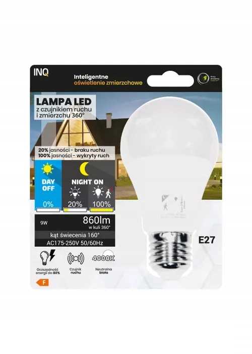 Lampa Led E27 9W 4000K 860Lm Czuj Zm. I Ruchu 20%