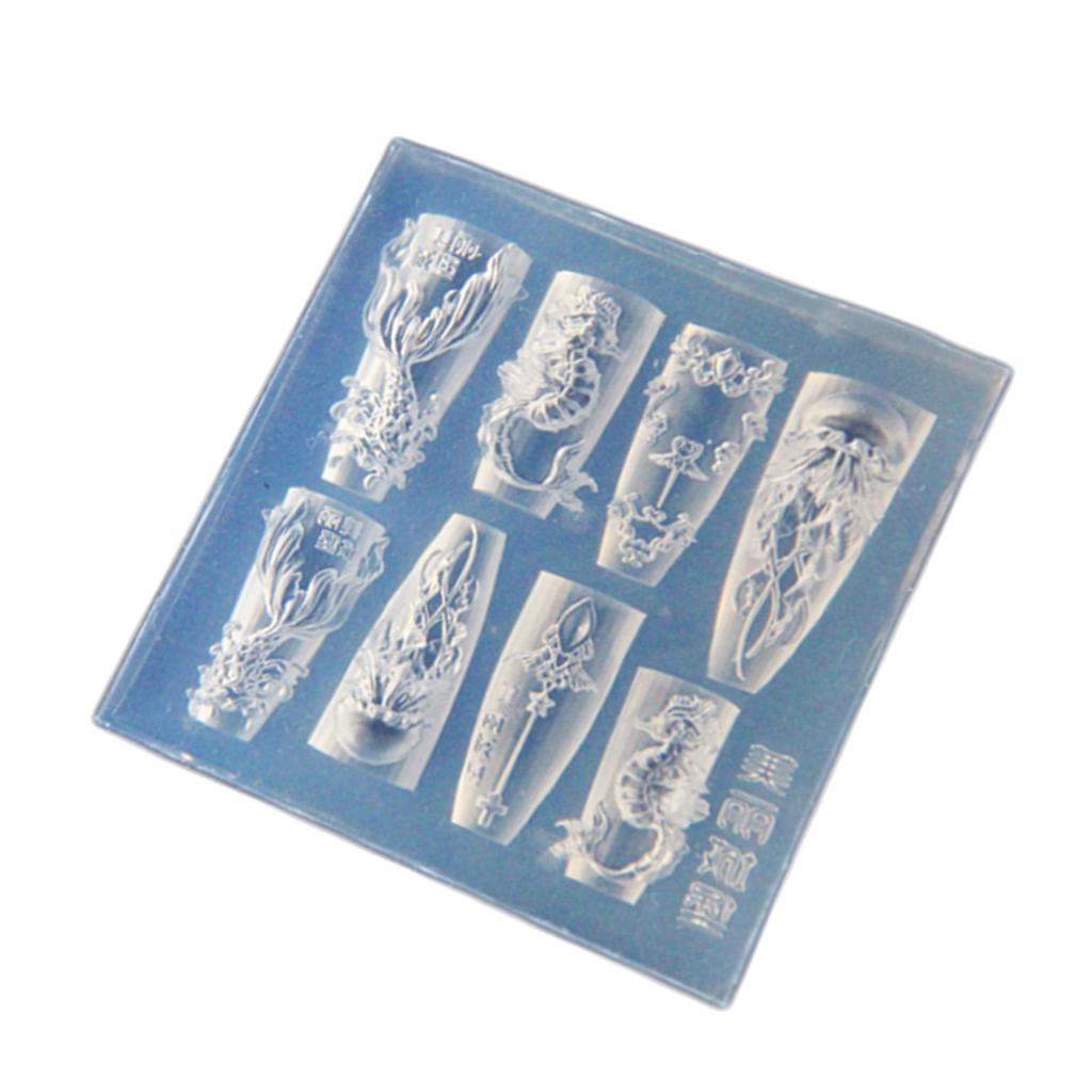 Sea Life Nail Stamping Set Silicone Molds Nail Art Designing Mold Suitable for Creative Manicure with Whales and Shells
