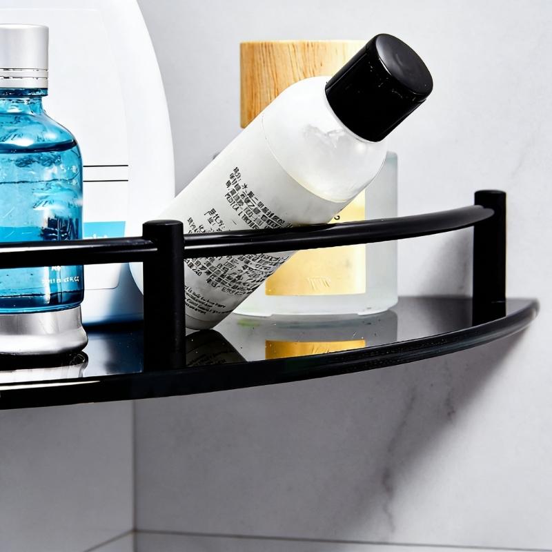 Pack Of 2 Corner Floating Shelf Space Saving Designs with Plastic Glass & Metal Parts Simple Installation for Bathroom