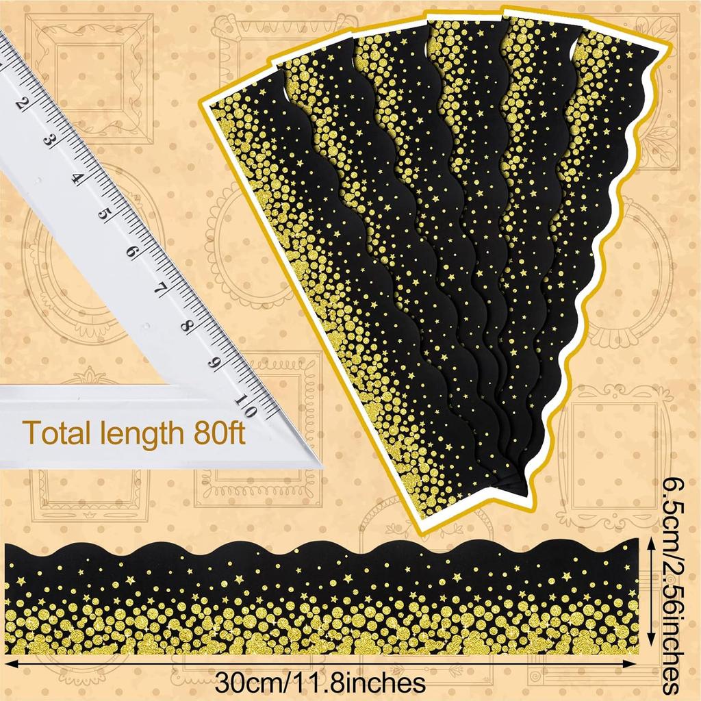Tinlade 80 Feet Gold Confetti Bulletin Board Borders Bulletin Board Classroom Decorations Back to School Glitter Adhesive Desk Locker Wall Poster