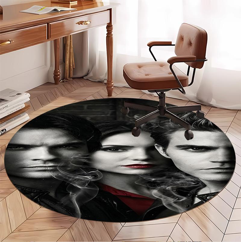 The Vampire Diaries Patroon Rond Tapijt, Binnen/Buiten Mat, voor Picknick, Speelkamer, Slaapkamer, Kantoor, Woonkamer, Huisdecoratie Tapijt, Verjaardagscadeau