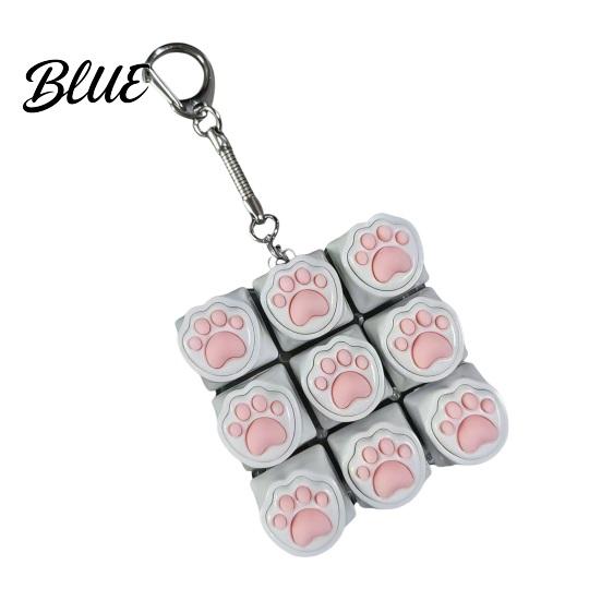 Mechanical Keyboard Toy Cat Paw Fidget 9-in-1 LED Light-up Keychain Decompression Handheld Device Button