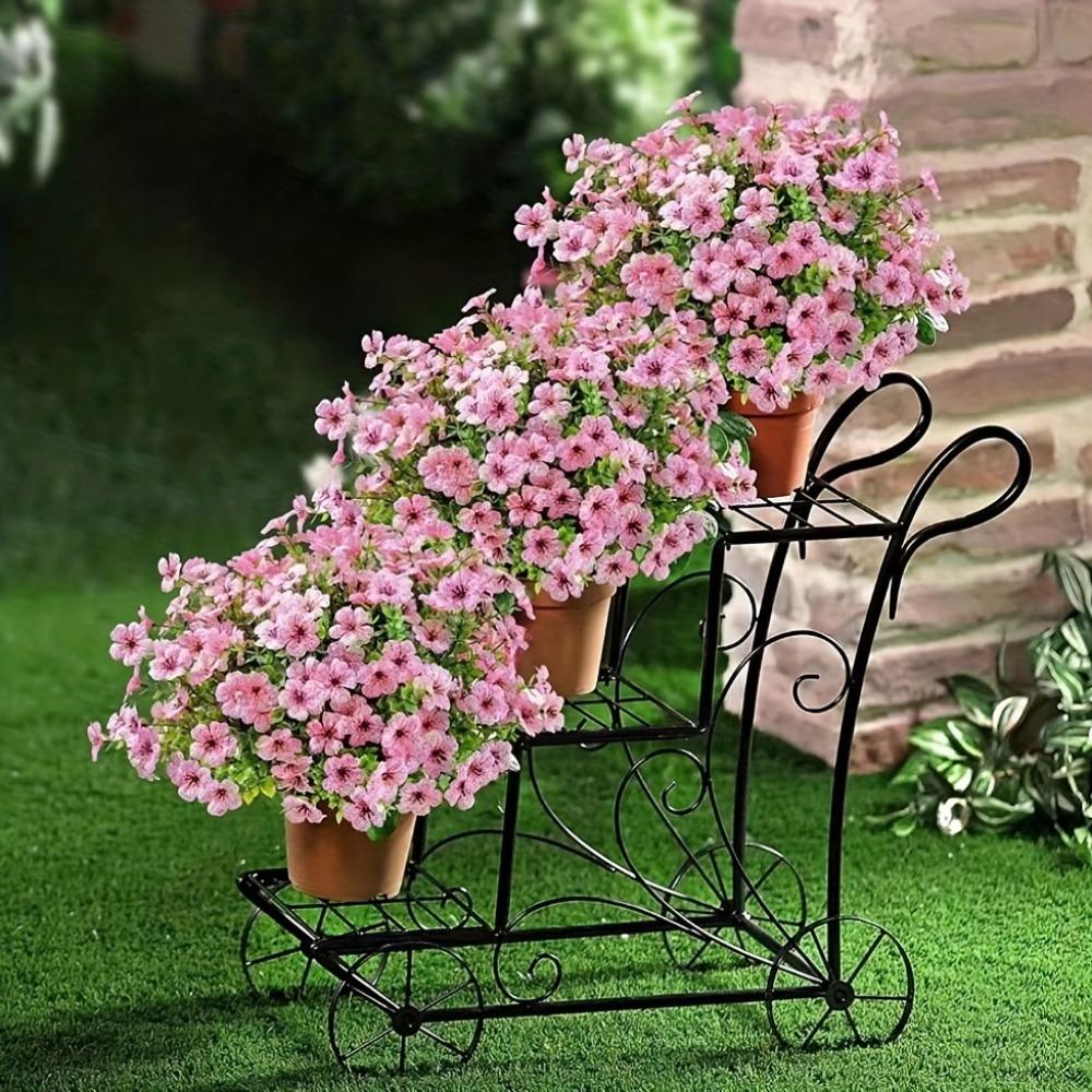 4 Stück Künstliche Seidenblumen Outdoor Faux Blumen Plastik Stoff Grünpflanzen zum Hängen Pflanzgefäß Küche Zuhause Hochzeit Garten Dekoration