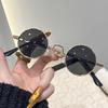 Occhiali da sole rotondi piccoli per donna e uomo, montatura in metallo ultra mini, antiriflesso, hip hop punk, occhiali da sole da uomo, occhiali da sole alla moda