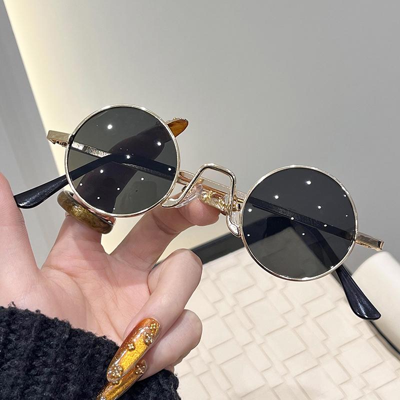 Occhiali da sole rotondi piccoli per donna e uomo, montatura in metallo ultra mini, antiriflesso, hip hop punk, occhiali da sole da uomo, occhiali da sole alla moda