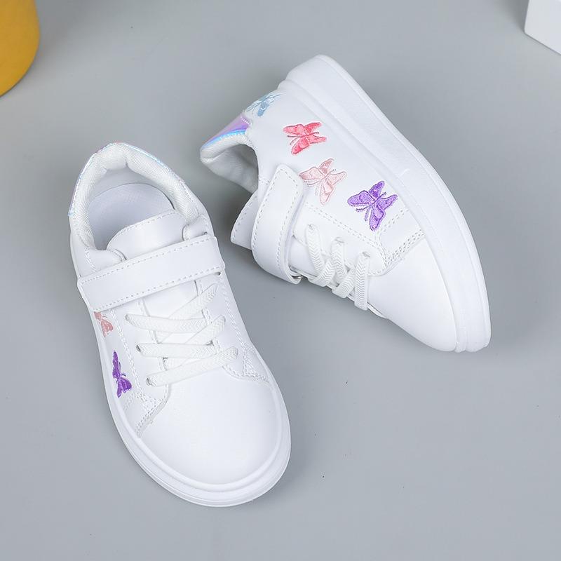 Mädchen Board Schuhe Kleine Weiße Schuhe Frühling und Herbst Leder Dicke Sohle Lässig Bequem Stickerei Kinder