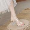 Sandals Women's Summer Flat Slippers 2025 New Low-heeled Fashion Transparent High-heeled Shoes Women's Cool Slippers