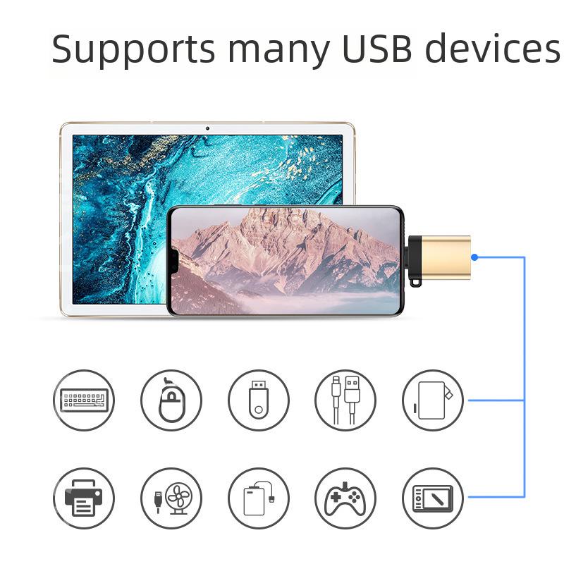 Typ-C-auf-USB-3.0-OTG-Adapter mit Trageband zum Anschließen von Mobiltelefonen, Mäusen und USB-Speichersticks