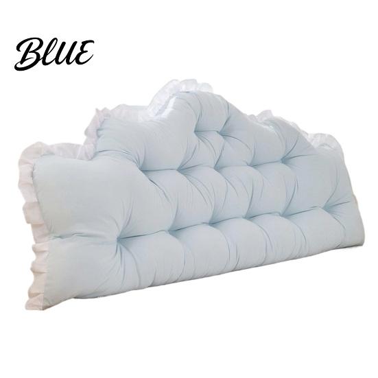Comfortable Bed Wedge Pillow Headboard Cushion with Ruffle Trim Dorm Pillow Crown Shape Elastic Straps Support for College Bedroom Decor,