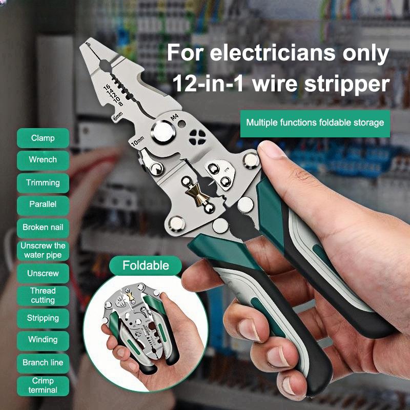 1/2Pcs Foldable Multifunctional Wire Stripping Pliers - Pulley Design, Electrician Professional Wire Stripper Tool Accessory