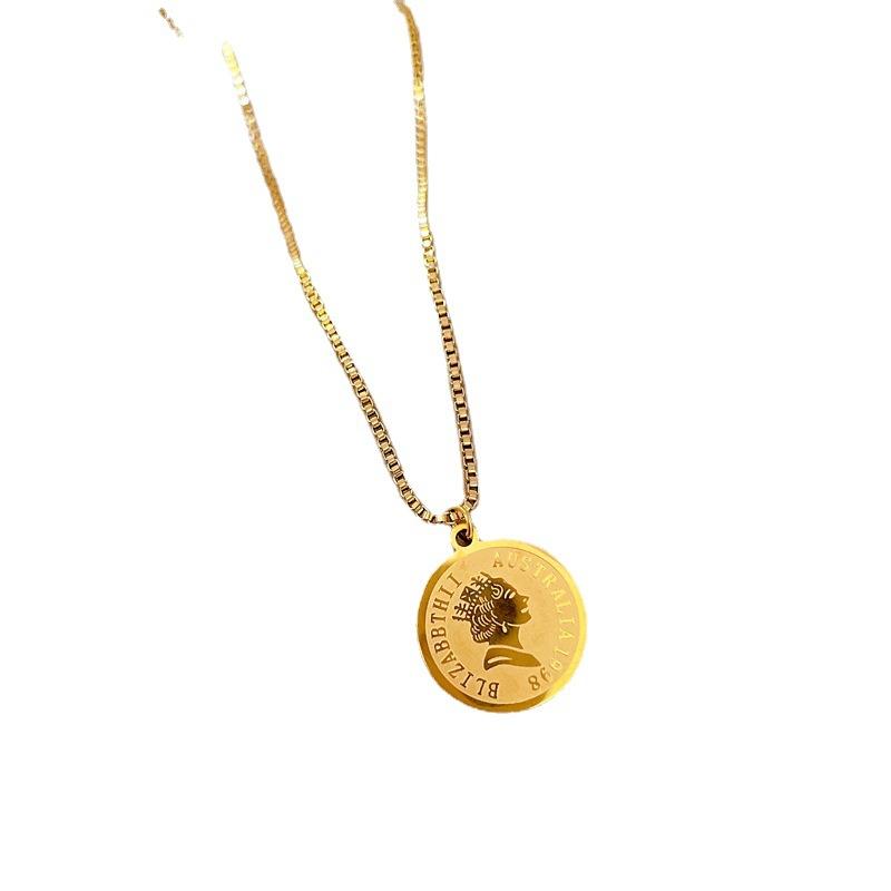 Disc Human Head Minimalist Wind Furnace Real Gold Necklace Female Collarbone Chain With Jewelry