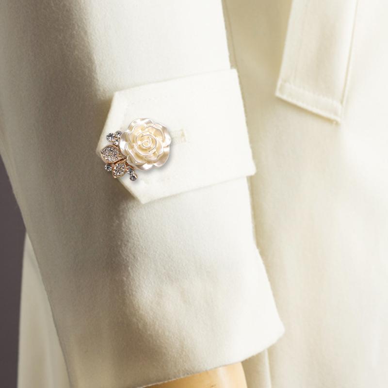 1PC Accessories Wedding Button Decoration Gift Jewelry Electroplating Rose Shape Rhinestone Cufflinks Exquisite 30/40x17mm