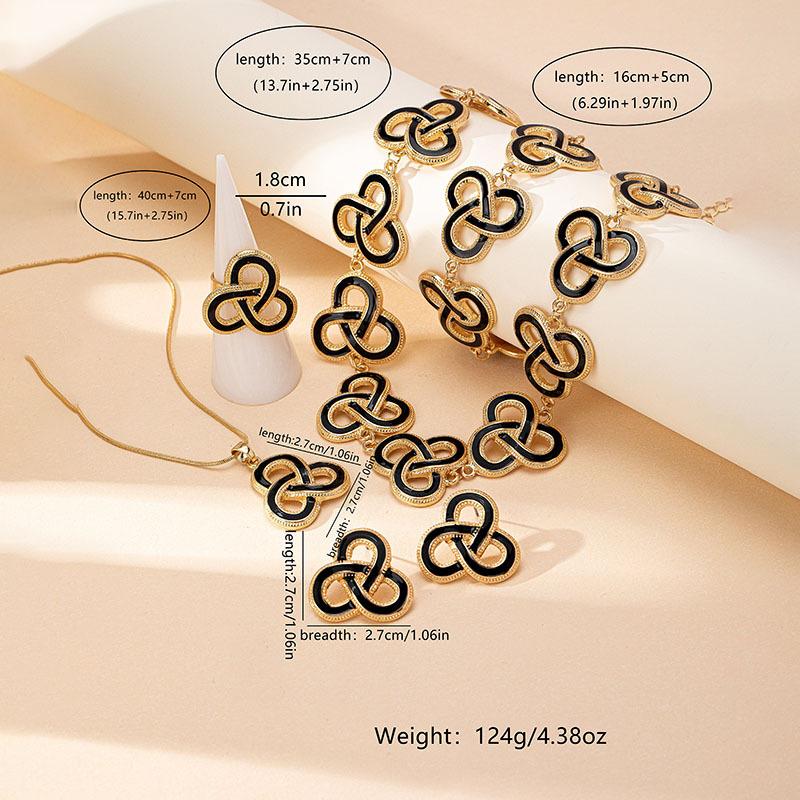 Mode Ohrringe Halskette Ring Armband Set