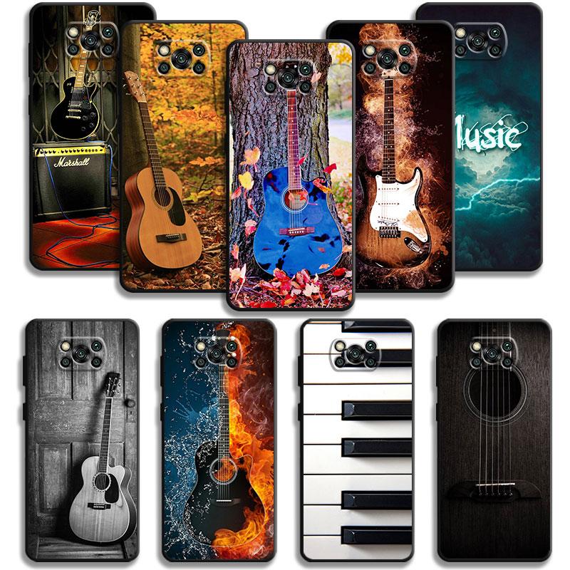

Чехол для Xiaomi Poco X3 Nfc X4pro M3 для Mi 12 11 10 10t 8 Note10 Lite 11ultra 11t F1 классический музыкальный инструмент гитара фортепиано