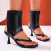 Fashion Mid Heels Women Clip Toe Sandals Fad Summer Ankle Cool Boots Designer Elegant Flip Flops 2025 New Pumps Party Sandalias Mujer