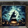 2D Flat Banner 1pc Halloween Happy Garage Door Banner Witch Brewing Magic Potionzyc