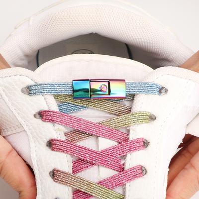 No Tie Shoelaces for Shoes Glitter Flat Elastic Laces Sneakers Colorful Press Lock Shoe Laces Without Ties Shoelace Kids Adult