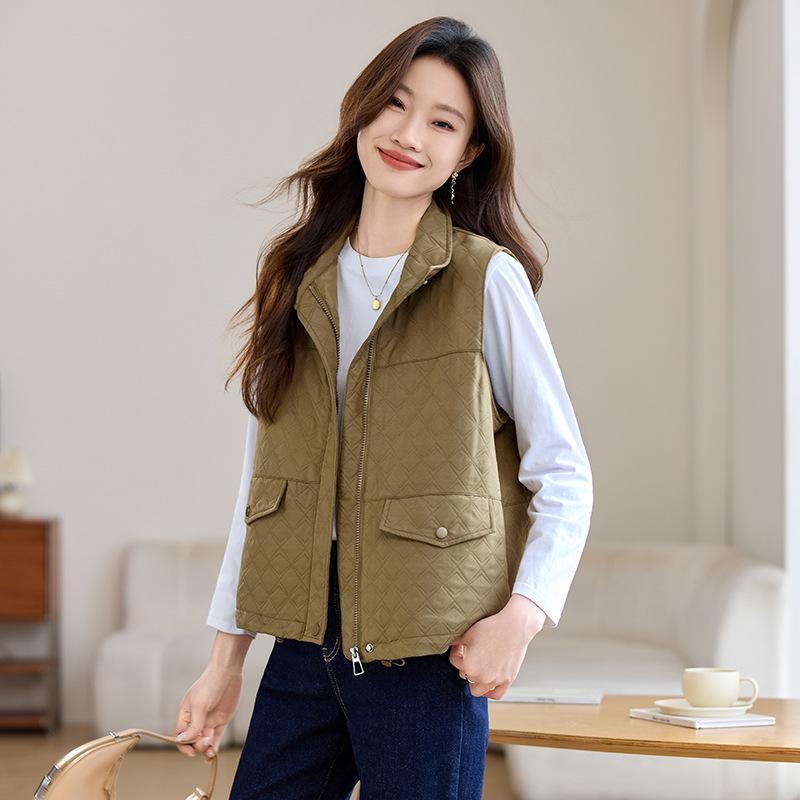 Women's Layered Sleeveless Vest Jacket - 2025 Spring/Autumn Trendy Outerwear for Moms