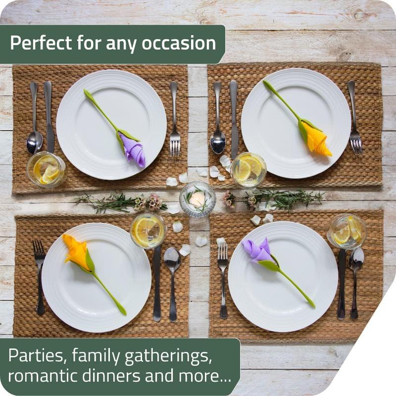 10/20/30pcs Tulip Napkin Flower Holder Long Stem Petal Design Multi Quantity For Wedding Western Dinner Table Party Decor