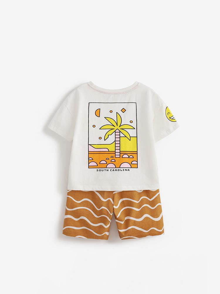 Malwee Boys' Summer Outfit: Stylish T-shirt & Shorts Set for Kids - European & American Design