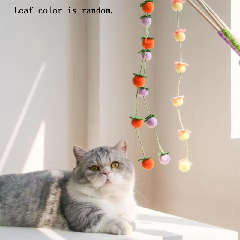 New Fruitful Tomato Bell Wooden Handle Cat Teaser Felt Persimmon Self-happy Boredom Relief Cat Teaser Pet Toy