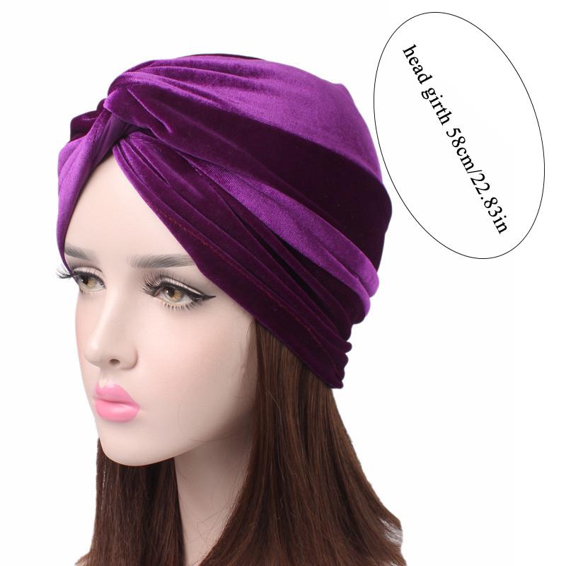 New Women Velvet Turban Hat Headband Muslim Hijab Caps Female Soft Bandana Headband Hijabs Head Wrap Hair Accessories
