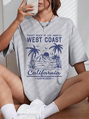 West Coast Galafonia Print Women TShirts Summer Casual Cotton Tees Street Fashion Loose Short Sleeve Comfortable ONeck Clothes