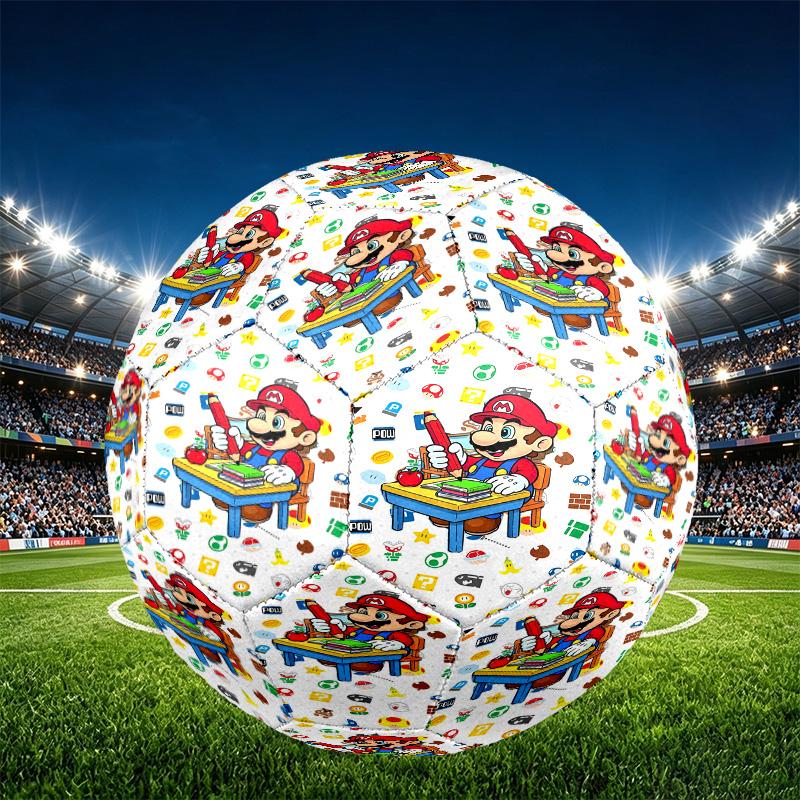 Super Mario Print Size 5 Soccer Ball, PU Wear Resistant Football for Match Training and Daily Practice, Birthday Gift for Soccer Fans