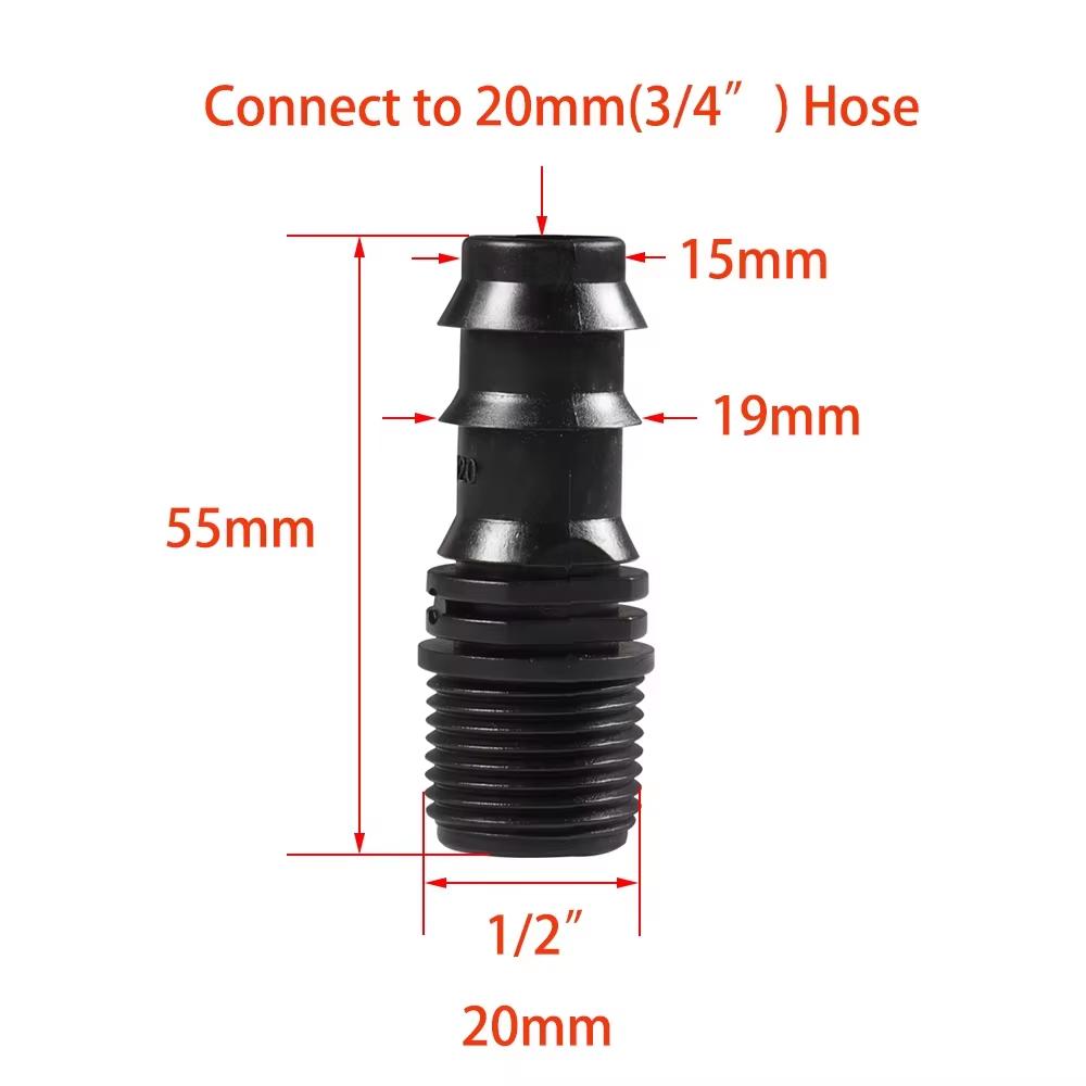 Plastic Garden Hose Connector 1/2 3/4 Female to Male Thread 1/2 3/4 1 Inch Barb Fitting Irrigation Pipe Connector 16mm 20mm 25mm