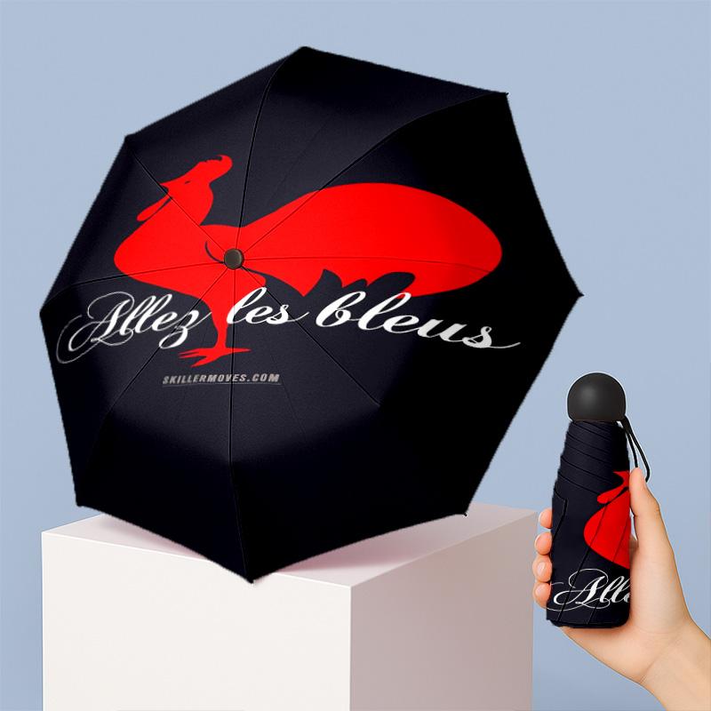 France national football team Pattern Printed Mini 5 Folds 8 Ribs Compact Umbrella Windproof Waterproof Lightweight Portable Folding
