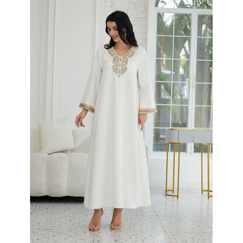 New Middle East Dubai Ethnic Style Patchwork Lace Robe Dress Printed Patchwork Dress