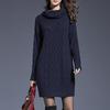 Autunno e Inverno Donna Casual Lavorato a Maglia Manica Lunga Abiti Invernali Maglione Monocolore Lunghezza Ginocchio Larga Grasso Abiti Femminili