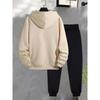 Motorcycle Pattern Printed Hooded Sweatshirt Set for Men Drawstring Sweatpants Trendy Casual Sports Versatile Two Piece Set