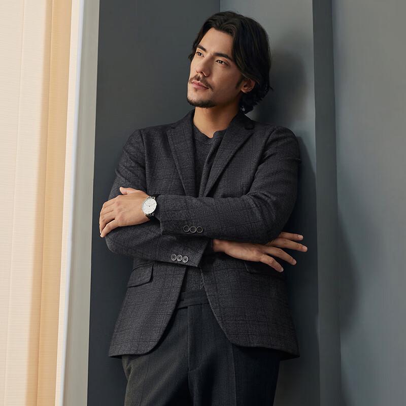 

Septwolves Men s Plaid Single-Breasted Business Suit Jacket B54