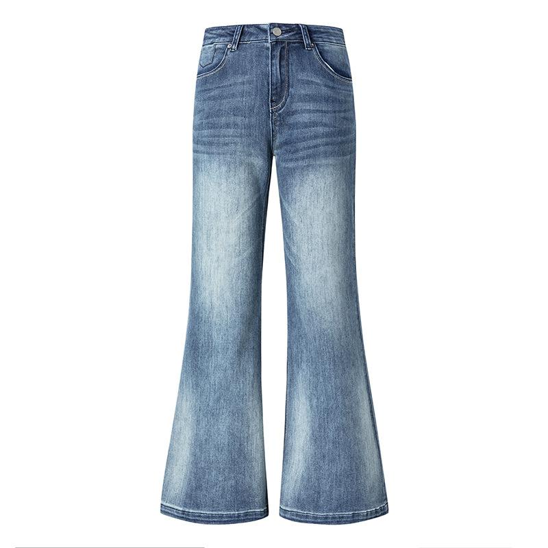 Low waist does not stick to the legs, slightly pulled jeans, women's summer new loose wide legs and thin versatile horn pants