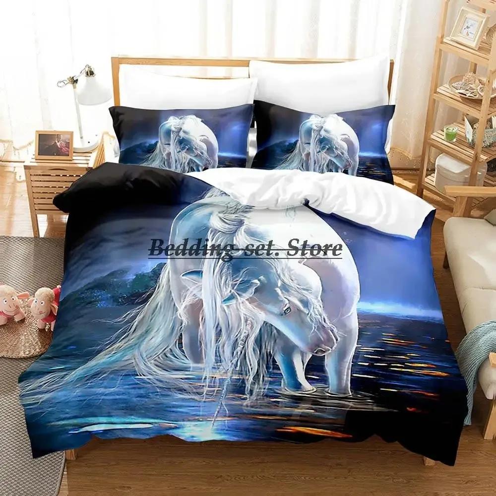 Regenbogen Pferd Einzelhorn Bettwäsche Set Einzel Twin Full Queen King Size Bett Set Aldult Kid Schlafzimmer Duvetcover Sets Bettlaken Set