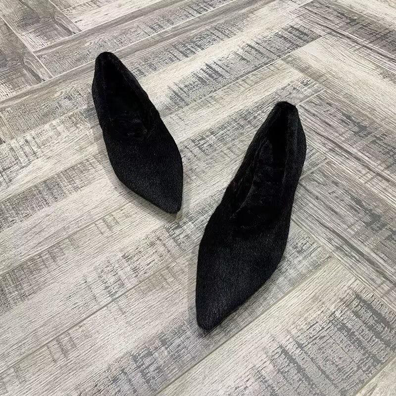 Warm Doudou Shoes Women's Outer Cotton Shoes New Autumn and Winter Versatile Velvet Flat Single Shoes Casual Fluffy Shoes