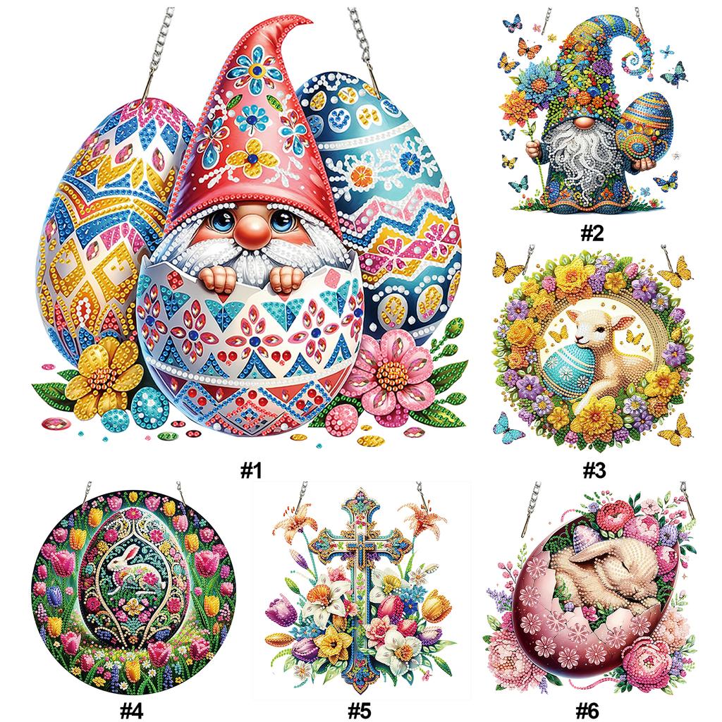 Easter 2D/Flat DIY Special Shape Rhinestone Diamond Art Window Pendants Diamond Painting Kits Wall Decor for Home & Windows