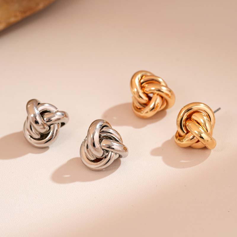 Fashion Gold Silver Color Twist Knot Stud Earrings For Women 2026 New Trendy Metal Circle Smooth Geometric Earring Jewelry