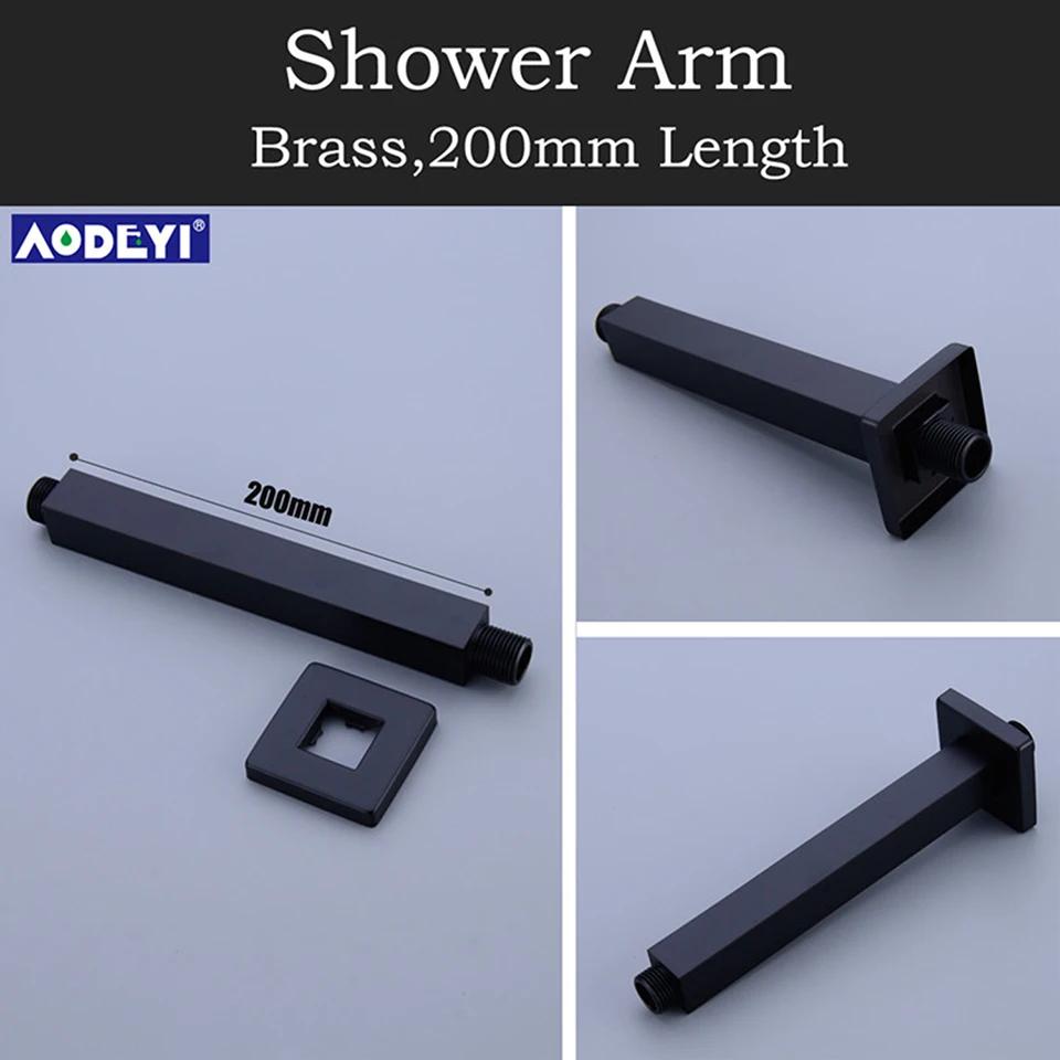 Brass Shower Arm Head Holder Black G1/2 Extension Wall Ceiling Mounted Fixed Pipe for Set Bracket Bar Brushed Gold Accessories