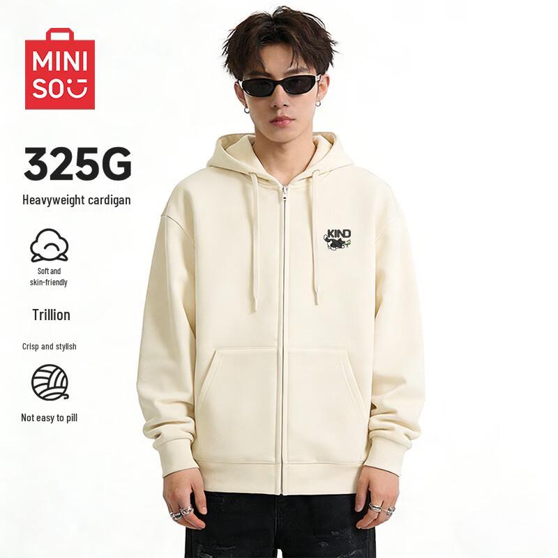 MINISO Men s Casual Hooded Cardigan Sweatshirt M