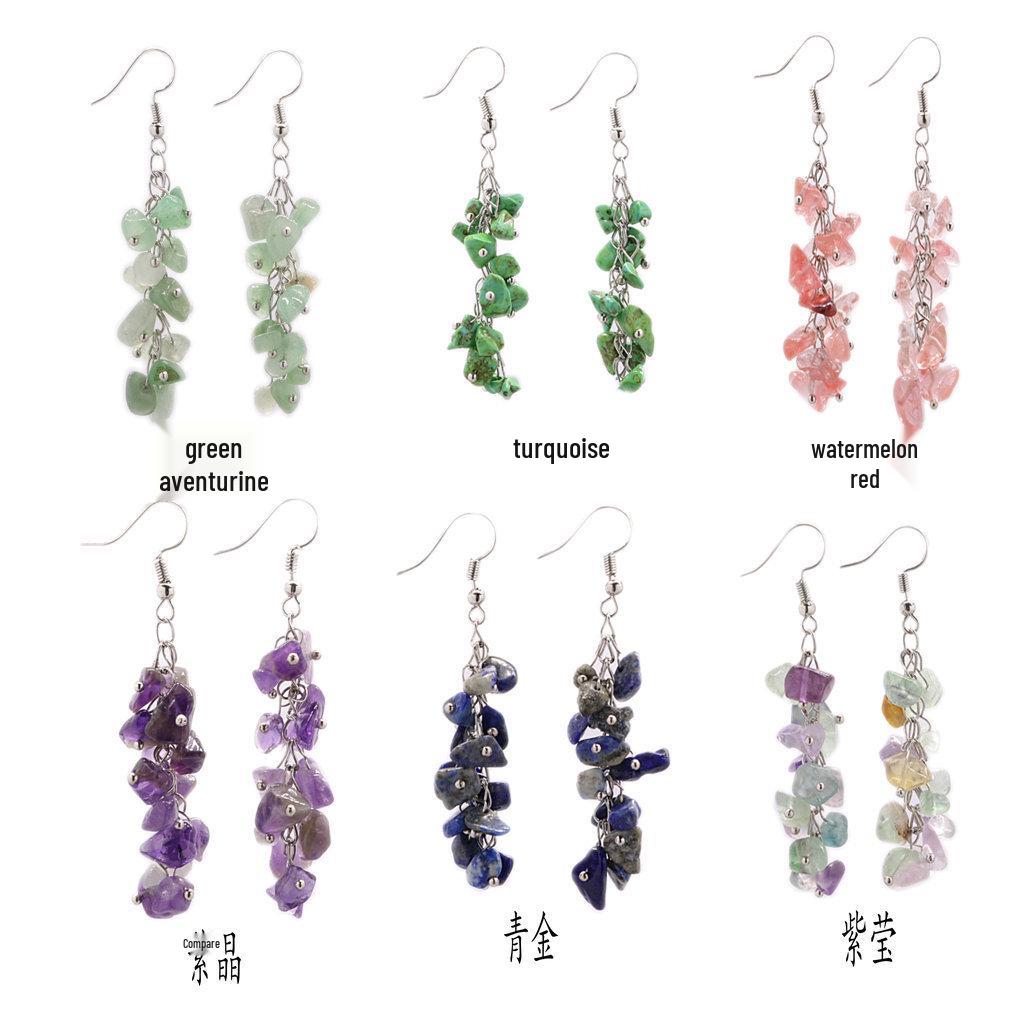 Handmade Crystal Irregular Chip Dangle Earrings with Alloy Hooks for Women – Multiple Styles