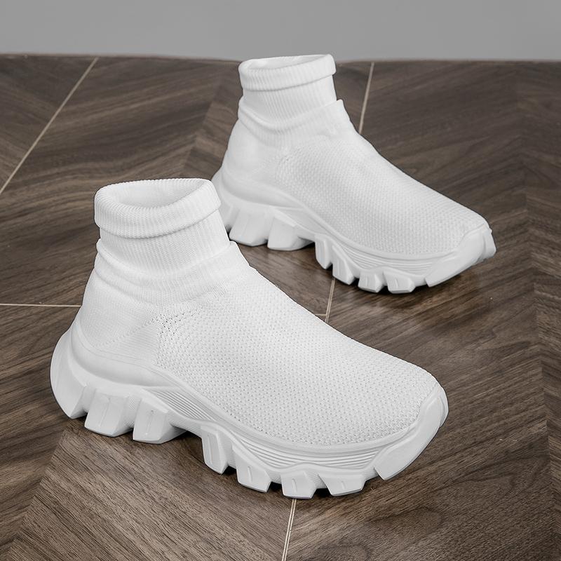 Unisex Sneakers Atmungsaktive hochelastische Socken Dicke Sohle Erhöhen Sportschuhe Damenschuhe