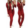 Conjuntos de Dos Piezas para Mujer Otoño Traje Deportivo para Mujer Chaqueta Oversize y Pantalones Casual Traje Deportivo Conjunto de 2 Piezas Talla Grande